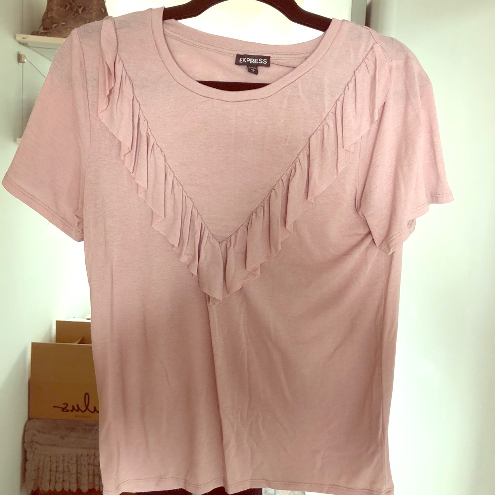 Express Pink Ruffled T-shirt